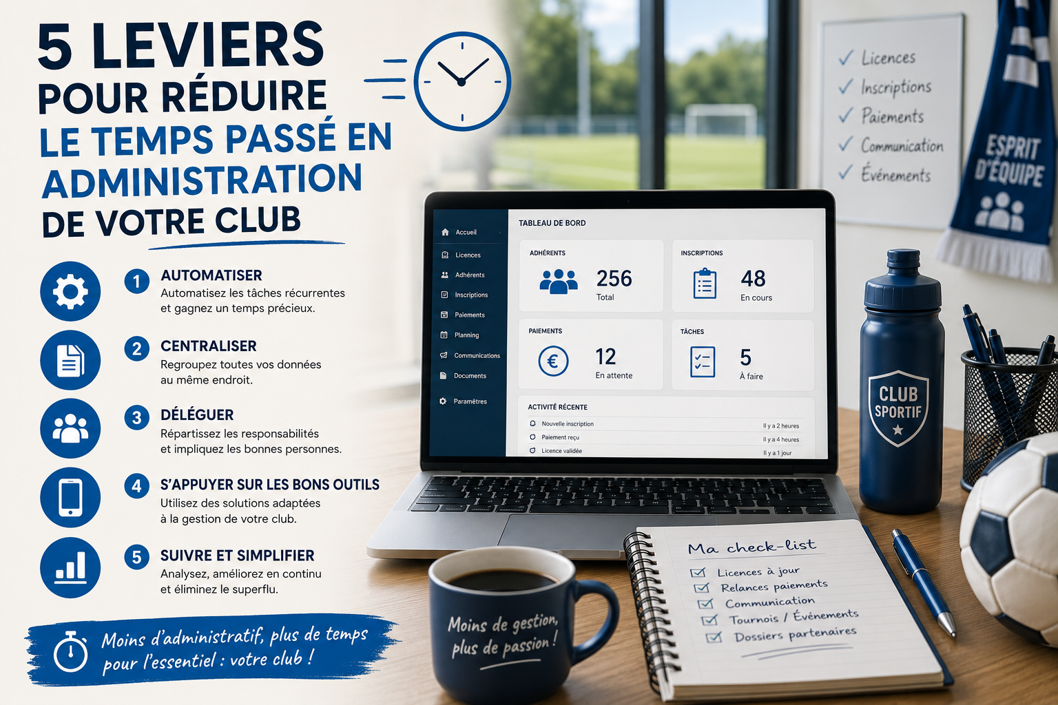 5 leviers pour réduire le temps passé en administration de votre club
